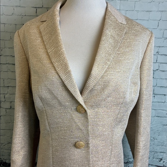 Albert Nipon NWT 2-Piece Skirt Suit Plus Sz 18 Cream Metallic Gold Office Work - Picture 3 of 15